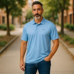 Men’s Oakley Golf Polo Shirt Ocean Blue Size XL fits small